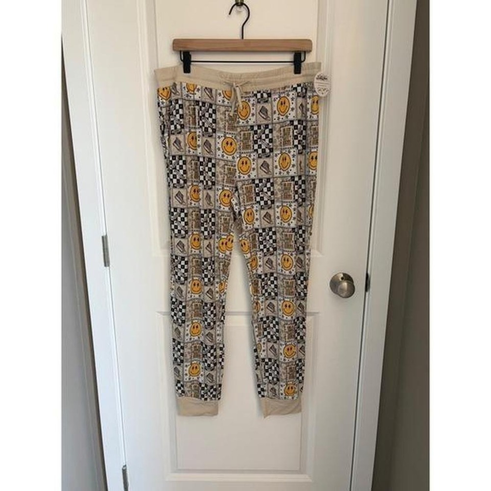 Feral and Free Bamboo Viscose Spandex Jogger PJ Pants XXXL Smiley Face Print